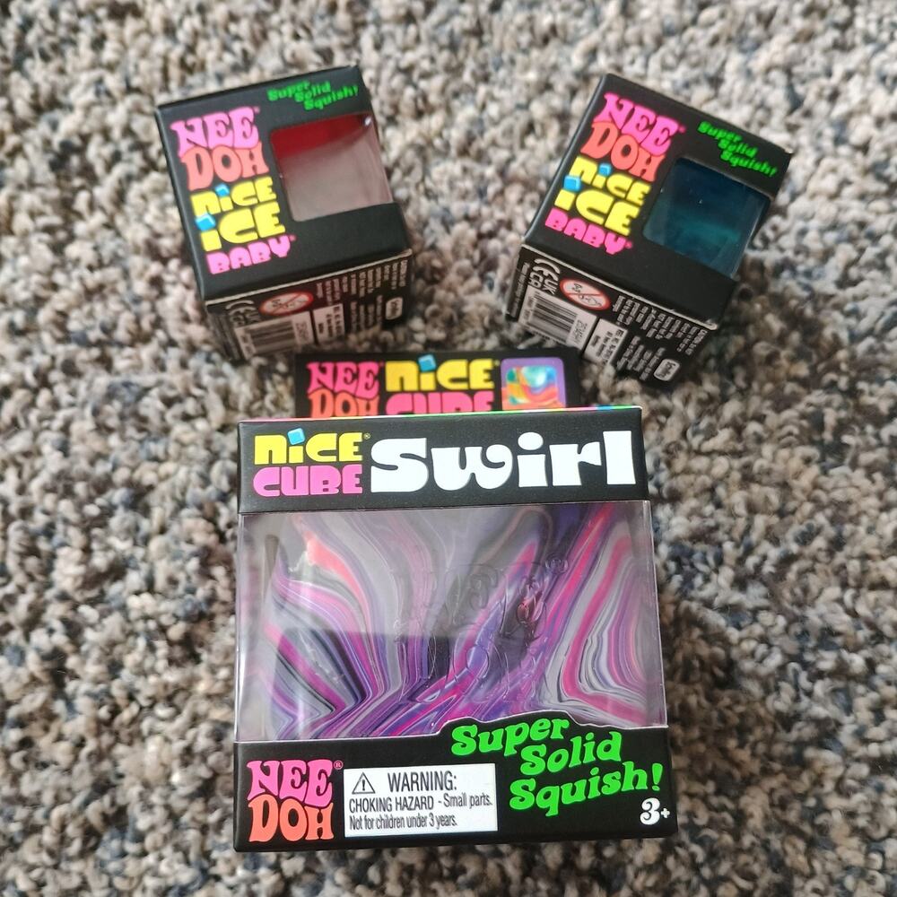Nee Doh Swirl Nice Ice Baby Cube Lot 3 Squish Toy Schylling Sensory Bundle New
